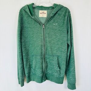 Hollister Full Zip Hoodie Men Small Grass Green Academia Surf Coastal Casual Y2K